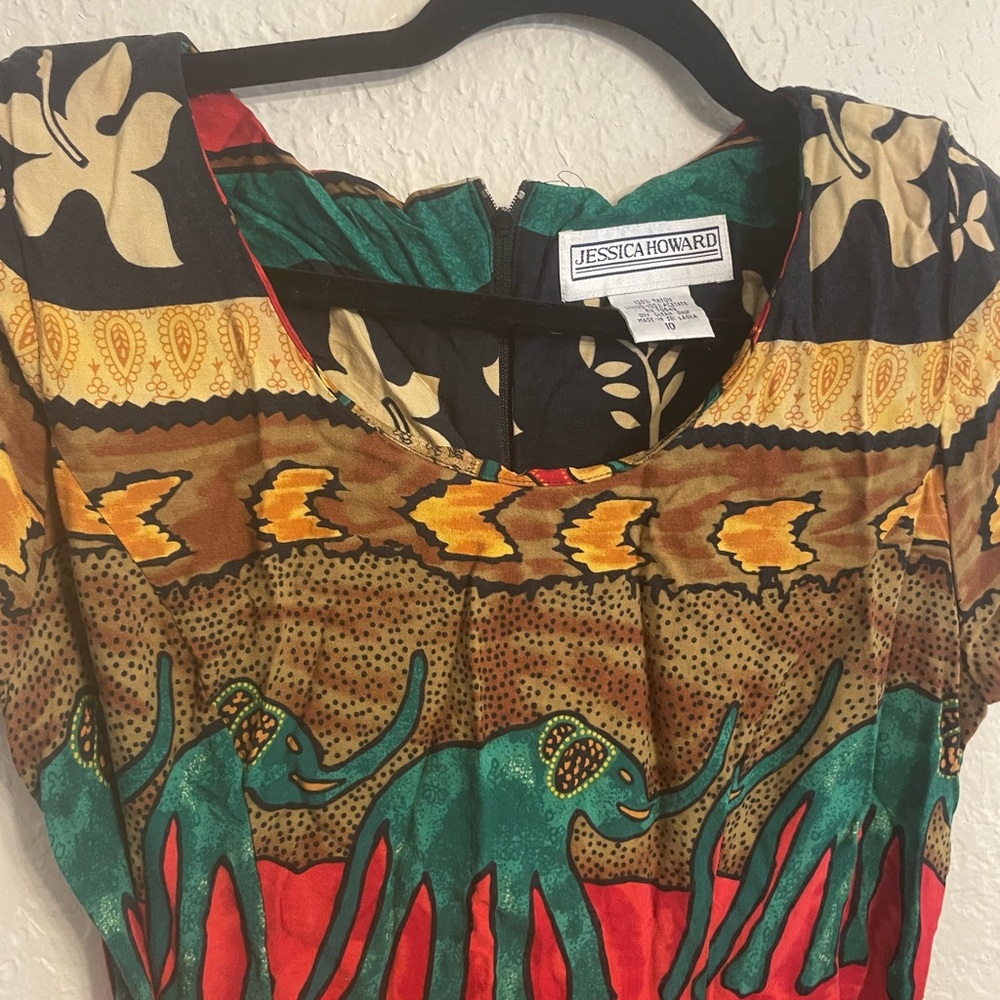 Jessica Howard Colorful Elephant Print Dress